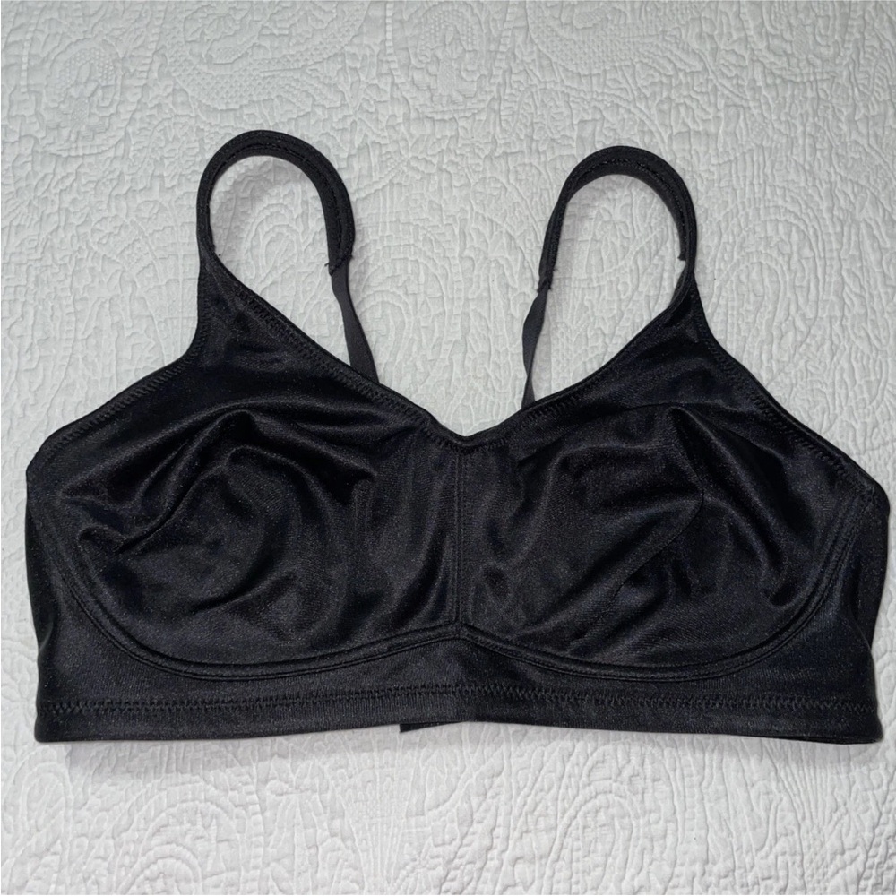 Breezies 40D Black Bra Underwire Unlined 3 Hooks Adjustable Wide Straps